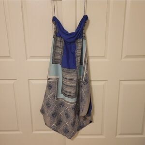 Roxy blue/white/black strapless dress 